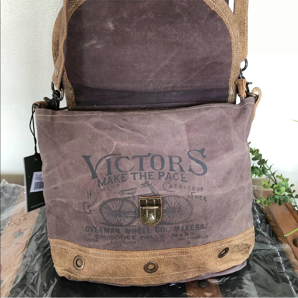 Myra Bag Roan Upcycled Canvas Purse Fur NWT - Picture 3 of 8